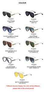 Lunettes de <span class=keywords><strong>soleil</strong></span> rétro tendance pour hommes, monture pilote surdimensionnée, branches métalliques décoratives, anti-reflets, style décontracté - Product Image 4