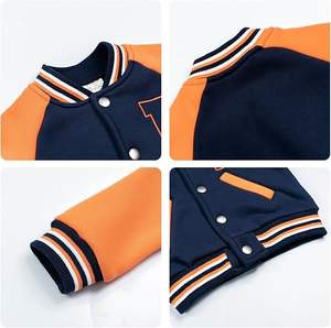 Veste de baseball en cuir/coton personnalisée OEM avec patchwork de lettres, veste de sport en polaire d'automne avec fermeture éclair, logo brodé, unisexe - Product Image 2