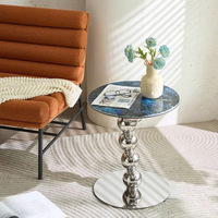 Table d'angle italienne de luxe minimaliste en pierre microcristalline Design simple et moderne en acier inoxydable pour café ou canapé Utilisation latérale
