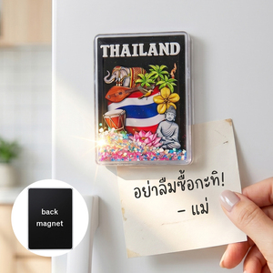 แม่เหล็กติดตู้เย็นของที่ระลึกแบบกำหนดเอง แม่เหล็กอะคริลิคแบบเขย่าได้พร้อมกลิตเตอร์เหลวแบบไดนามิก ประเทศไทย ปารีส - Product Image 1