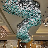 Lustre en verre bleu Turquoise personnalisé, luminaire décoratif d'intérieur
