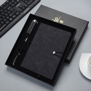 Wholesale Promotion Leather Notebook Gift Set Business Diary With USB Drive <b>Pen</b> Leather Notebook A5 <b>Refillable</b> Journal Gift Set - Product Image 1