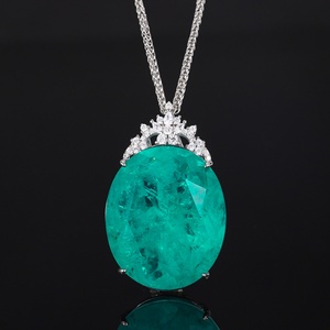 Collier pendentif ovale en cuivre imitation jade de haute qualité, élégant et écologique, 25*30mm, pour femme, idéal pour les occasions décontractées et le bureau - Product Image 2