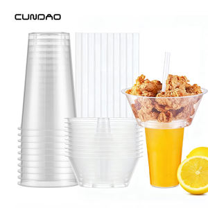 Gelas Plastik Sekali Pakai untuk Snack-Minuman dengan Sedotan, Mangkuk Snack Ayam Goreng Custom, Gelas Hotpot, Grosir Makanan Takeaway dengan Nampan - Product Image 1