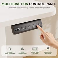 Bureau électrique blanc réglable en hauteur avec tiroirs, 120 cm, avec support pour écran, bureau assis-debout