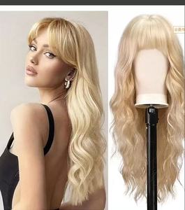 Hot Bán Tóc Giả Cho Phụ Nữ Đen Gradient Trắng Với Những Tiếng Nổ Lớn Sóng Dài Tóc Xoăn Nhiệt Độ Cao Lụa Đầy Đủ Đầu Bìa - Product Image 6