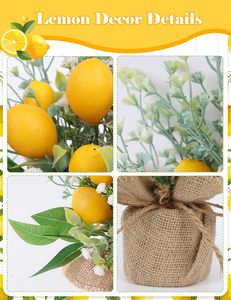 Bouquet de fleurs artificielles en forme de citrons dans un sac en toile de jute, pour égayer votre intérieur et votre extérieur, <span class=keywords><strong>d</strong></span>écorations pour la maison - Product Image 5