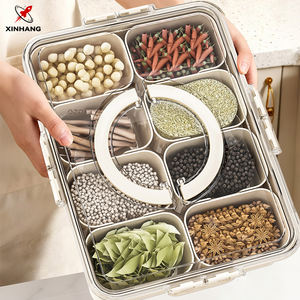 Xinhang Tragbarer Transparenter Gewürzbehälter Frische-Konservierender Küchen-Aufbewahrungsbox Kunststoff 8-Fächer Gewürzorganizer - Product Image 1