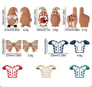 Perles en vrac en PVC et silicone 3D en forme de maillot de hockey pour la fabrication de bracelets, stylos et bijoux DIY - Product Image 2