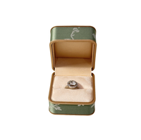 Boîte à bijoux carrée rigide en brocart de soie verte de style chinois, avec logo personnalisé, luxe, bronzage, fabrication artisanale, emballage cadeau, étui pour bracelet