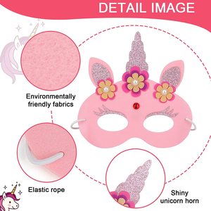 2024 Francia fiesta de cumpleaños disfraz vestir favor DIY arte artesanía brillo ensueño <span class=keywords><strong>unicornio</strong></span> fieltro fiesta máscaras para niños - Product Image 3