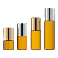 Flacons en verre cylindriques à bille pour distribution, mini 1ml 2ml 3ml 5ml, pour massage, parfum, huile essentielle, voyage, portables - type bouchon