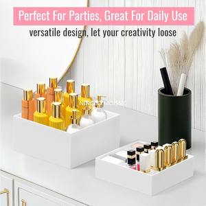 Rehausseurs de buffet rectangulaires en acrylique blanc, présentoirs alimentaires portables, réutilisables et écologiques - Product Image 3