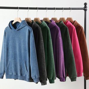 Sweat-shirts à capuche personnalisés délavés à l'acide pour hommes, style vintage oversize, avec logo OEM, en coton, streetwear - Product Image 5
