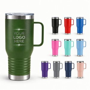 Custom logo Wedding Party Store Personalized 20 oz Stainless Steel Tumbler <b>Insulated</b> 20oz Coffee <b>Mug</b> with Handle and Lid - Product Image 1