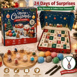 Calendario de Adviento de Navidad, kit de excavación de gemas de 24 días, juego educativo de excavación de minerales para niños, regalo sorpresa navideño para niños - Product Image 1