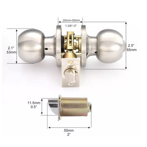 Produk Perangkat Keras Privasi Rumah Kenop Bundar Pintu Depan Emas Kenop Interior dengan Kunci - Product Image 6