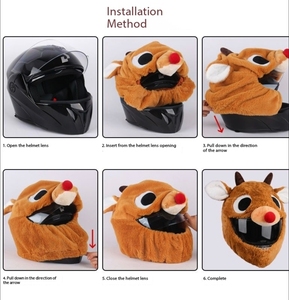 Housse de <span class=keywords><strong>casque</strong></span> de moto universelle intégrale en peluche de haute qualité, fausse fourrure de lapin, motifs amusants et mignons (lapin, <span class=keywords><strong>Pikachu</strong></span>, lapin méchant, animaux) - Product Image 5