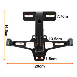 Support de plaque d'immatriculation de moto avec lumières LED, cadre arrière réglable pour modification et amélioration, en aluminium noir, rouge, or - Product Image 1