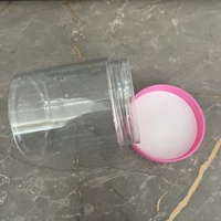 Conteneur cosmétique PET transparent Fengyu à large ouverture, imprimé sur mesure, 300 ml, avec bouchon à vis rose pour masques