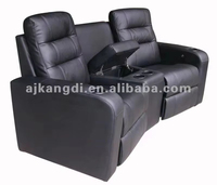 Sillas de cine reclinables de cuero negro modernas para teatro, muebles de sofá de teatro con luz LED y almacenamiento