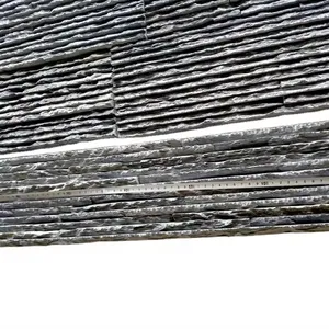 Supply Golden Supplier Natural Stone Veneer Low Prices Black Waterfall Wall Cladding Stone Tiles Office Building Exterior Slate