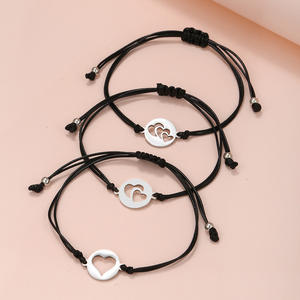 Pulsera de acero inoxidable de 3 generaciones Pulsera familiar hacer un deseo Tarjeta de papel Pulsera de corazón Tarjeta de exhibición - Product Image 5