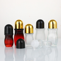 Flacons de parfum à bille transparents personnalisables de 30 ml et 50 ml avec bouchon en caoutchouc, sérigraphie, logo personnalisé, bouchon à vis en plastique, MOQ