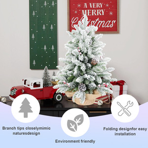 BGH 3ft PE/PVC albero di natale di alta qualità di pino artificiale albero di iuta con 14 frutti rossi supporto in metallo per la decorazione della casa - Product Image 2