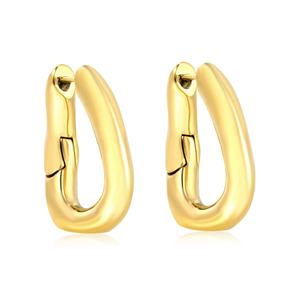 Pendientes de Aro Gruesos de Acero Inoxidable con Baño de Oro de 18K, Diseño Curvo en Forma de U, Minimalistas para Mujer - Product Image 1