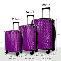 Ensemble de 3 valises de voyage haut de gamme en ABS rigide et polyester souple, légères, avec serrure, roulettes fixes et poignée souple