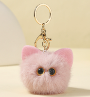 Porte-clés en peluche douce en forme de chat de dessin animé, porte-clés en peluche fait à la main, porte-clés moelleux et duveteux