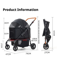 Poussette pliable pour animaux de compagnie à double étage, pliage à une main, poignée réglable, roues rotatives à 360°, pour chiens et chats de petite et moyenne taille, toutes saisons, 20 kg