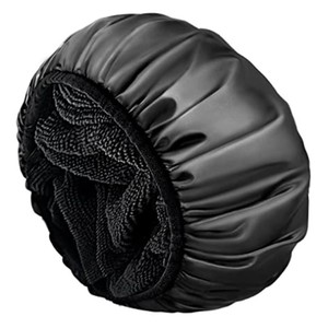 <span class=keywords><strong>Bonnet</strong></span> de <span class=keywords><strong>bain</strong></span> noir réglable pour <span class=keywords><strong>femme</strong></span> en EVA avec doublure en tissu éponge imperméable double couche, <span class=keywords><strong>bonnet</strong></span> de douche extérieur doux et réutilisable - Product Image 1