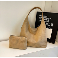 Sac fourre-tout vintage en cuir PU kaki résistant à l'eau pour l'automne et l'hiver, ensemble de mini-sacs à maquillage, fermeture éclair, poignée unique, sac à main tendance pour femmes