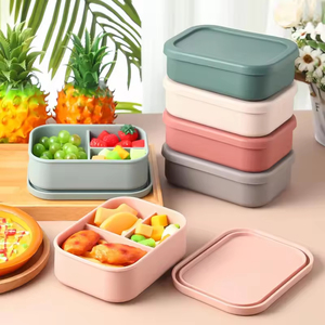 Silicone Bento <b>Box</b> 0-1L Reusable Compartments Microwavable Heatable Airtight Leak Proof BPA Free Dishwasher Safe Grade - Product Image 4