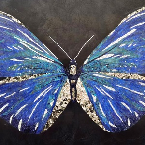 Mosaïque en marbre à motif de médaillon en pierre, design papillon, incrustation artistique, carrelage de sol et mur de fond en mosaïque de marbre - Product Image 1