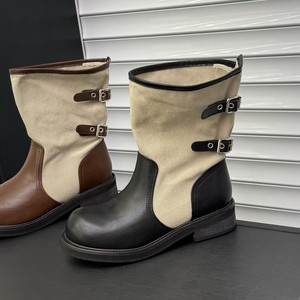 Botas vaqueras occidentales empalmadas para mujer 2026 con hebilla de cinturón, botas altas y delgadas estilo caballero para chicas Y2K - Product Image 3