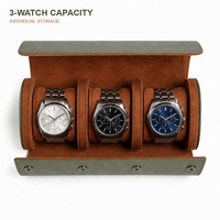 Boîte d'emballage de voyage vintage de luxe personnalisée avec logo, 1/2/3 emplacements, en cuir PU avec intérieur en velours pour montres