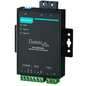 Convertisseur MOXA de qualité industrielle RS-232/422/485 à <span class=keywords><strong>fibre</strong></span> <span class=keywords><strong>optique</strong></span> Adaptation du <span class=keywords><strong>débit</strong></span> en bauds Contrôle automatique du TCF-142-M-ST-T de flux de données - Product Image 3