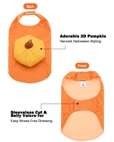 Costume d'Halloween pour chien motif citrouille mignon, gilet sans manches en velours côtelé doux avec citrouille 3D, respirant, confortable, fermeture facile, vêtements pour animaux de compagnie