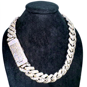 Collar de Cadena Cubana de Plata de Ley S925 con Moissanita VVS de Corte Esmeralda Completo de 20 mm Personalizado de Yu Ying, Joyería Hip Hop - Product Image 1