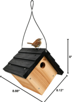 Nichoir en bois pour oiseaux Vogelhaus Nistkasten Décoration de jardin extérieur Design de toit noir Bois de cèdre Boîte à oiseaux murale