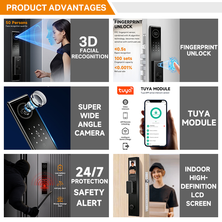 UIELOCK C05 Smart Door Lock 3D Face Recognition RFID APP Remote Control WiFi Camera Cloud Aluminum Compatible 4.5" Screen · image 2