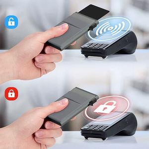 Siy1889 Top Seller Men Aluminum <b>Metal</b> Minimalist Slim Credit Card Holder Front Pocket Automatic Pop up <b>Wallet</b> for Gifts - Product Image 5