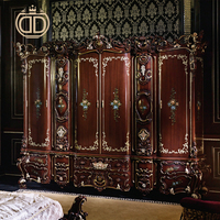 Lit en bois de luxe royal, sculpté à la main, élégant, fait à la main, acajou, avec appui-tête