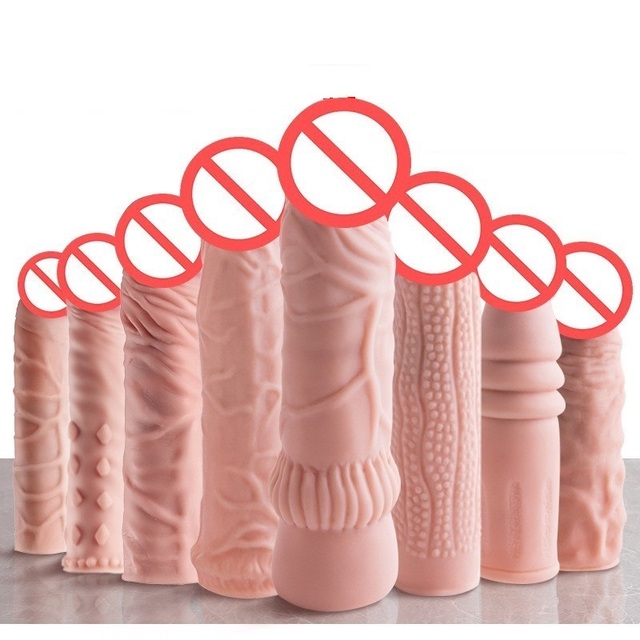High Quality Men's Enlarged Super Simulation Reduces Sensitivity Wearable Liquid Silicone Multiple Sizes Soft Penile Cover
