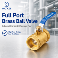 Katup Bola Kuningan Full Port 11/2 Inci Manual Standar Industri Aliran Maksimum Desain Aliran Tinggi Resistansi Rendah Ulir Betina