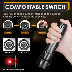 Đèn pin săn bắn LED nhôm cao cấp, tích điện, công suất cao, có công tắc điều chỉnh độ sáng XP-E2 5W, màu xanh lá, đỏ, trắng - Product Image 6