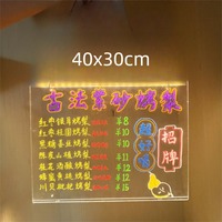 Panneau d'affichage à LED Chargement d'éclairage DIY Factory-Made Acrylic Writing Board for Night Market Advertising Buildings Company Shops